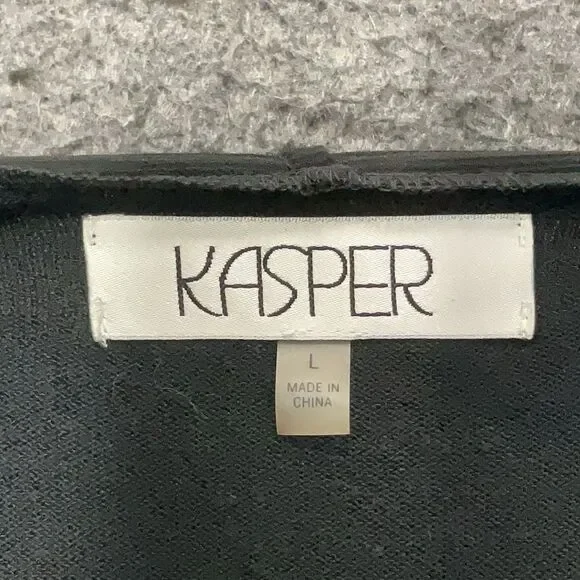 Kasper Lightweight Black Open Front Cardigan Size Large - Picture 5 of 6